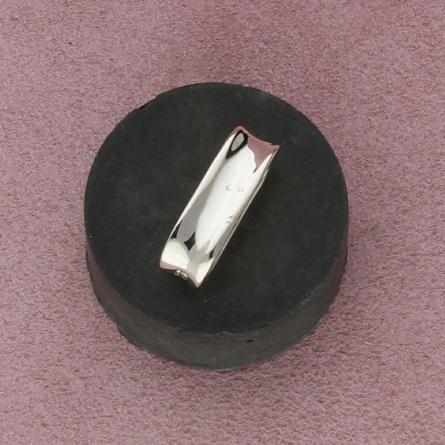 sterling silver elongated concave slider pendant