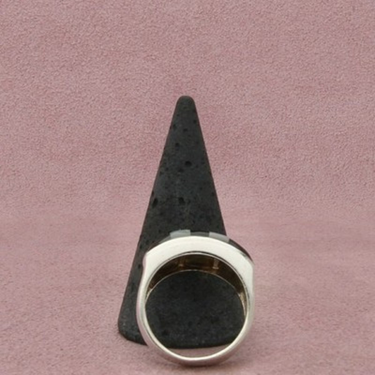 Joseph Esposito Sterling Silver Onyx & Mother-of-Pearl Inlay Band Ring Size 9
