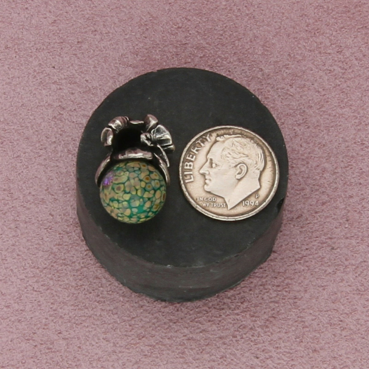 trollbeads sterling silver forget-me-not bud flowers glass retired bead charm