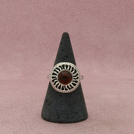 sterling silver amber sun ring size 7.25