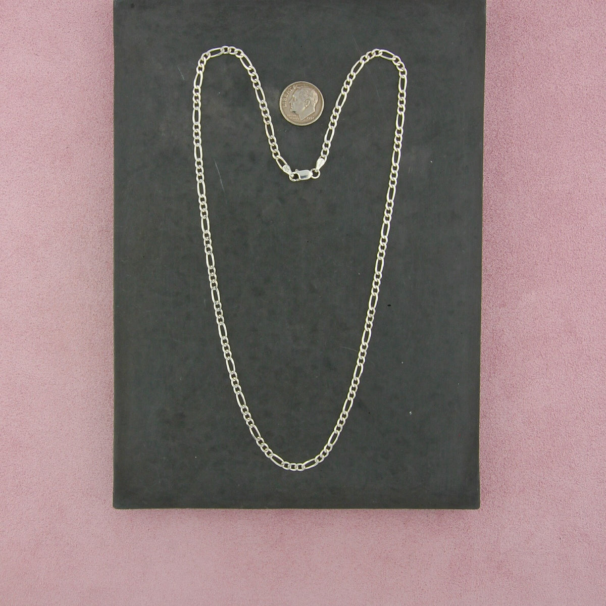 sterling silver italy 3mm figaro chain necklace size 20in