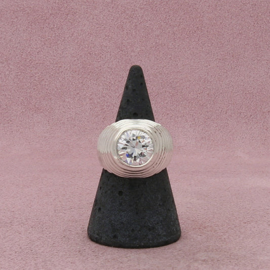sterling silver vintage chunky round-cut cz dome ring size 7