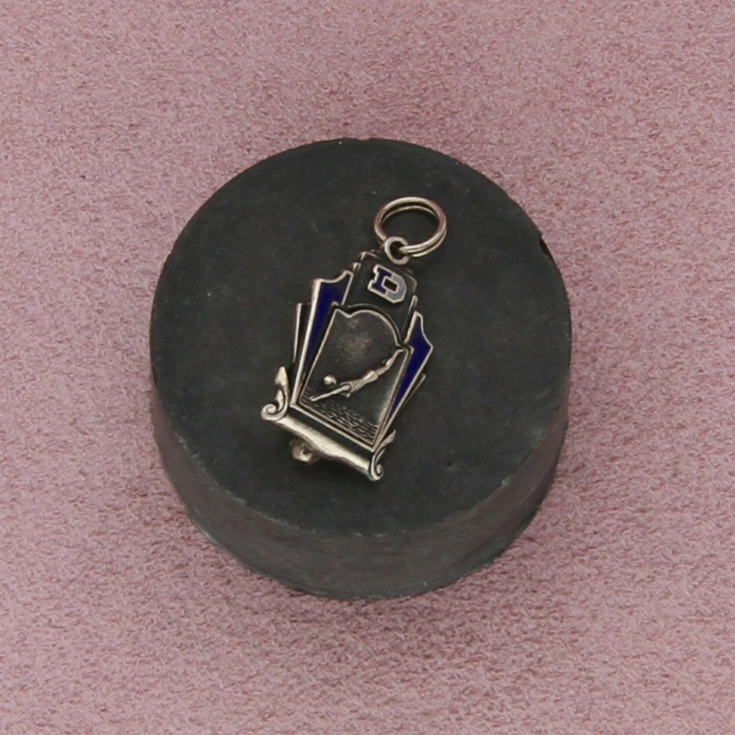 sterling silver vintage 1967 swim team lapel pin charm pendant