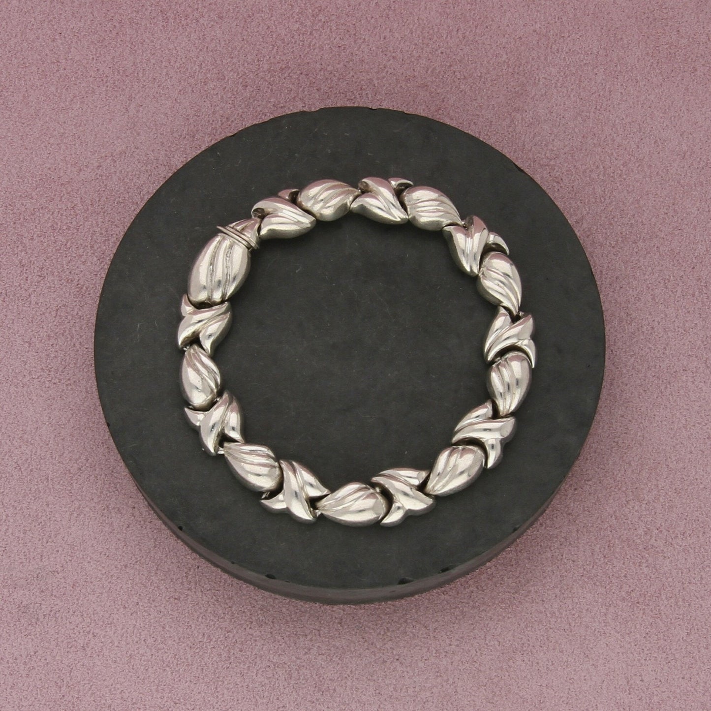 sterling silver vintage italian made scalloped link bracelet size 7.5in