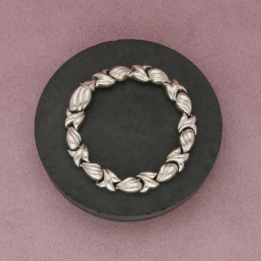 sterling silver vintage italian made scalloped link bracelet size 7.5in