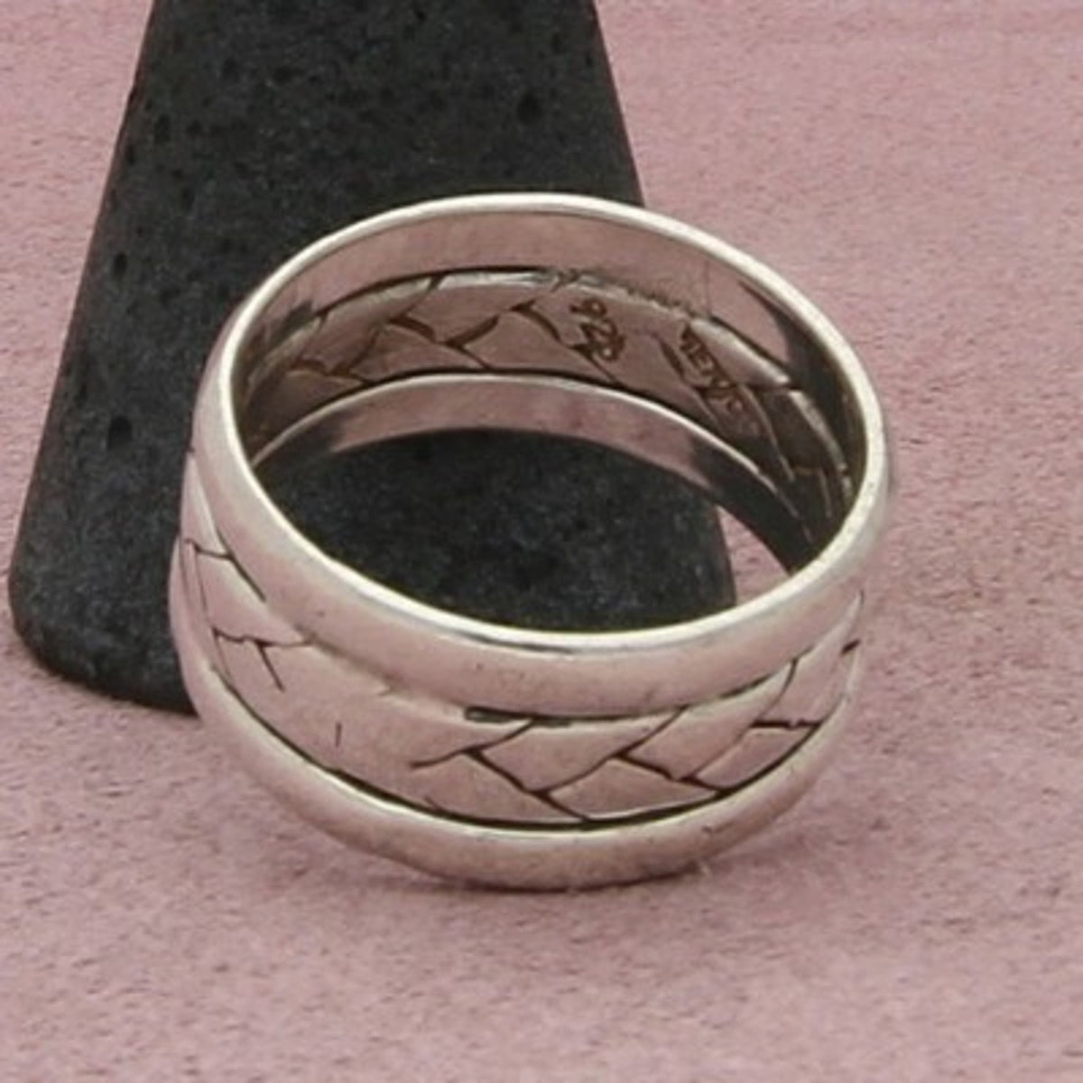 Mexico Sterling Silver Men's Vintage Woven Band Ring Size 10.5