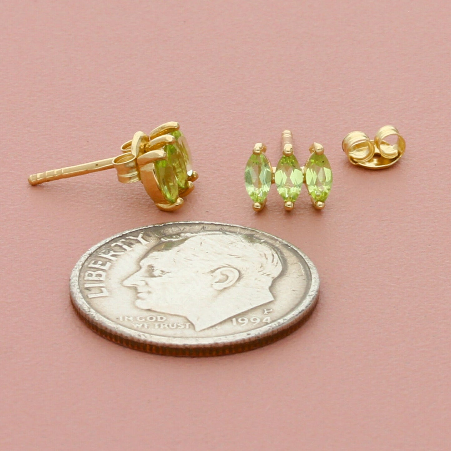 bony levy 14k yellow gold marquise-cut peridot stud earrings