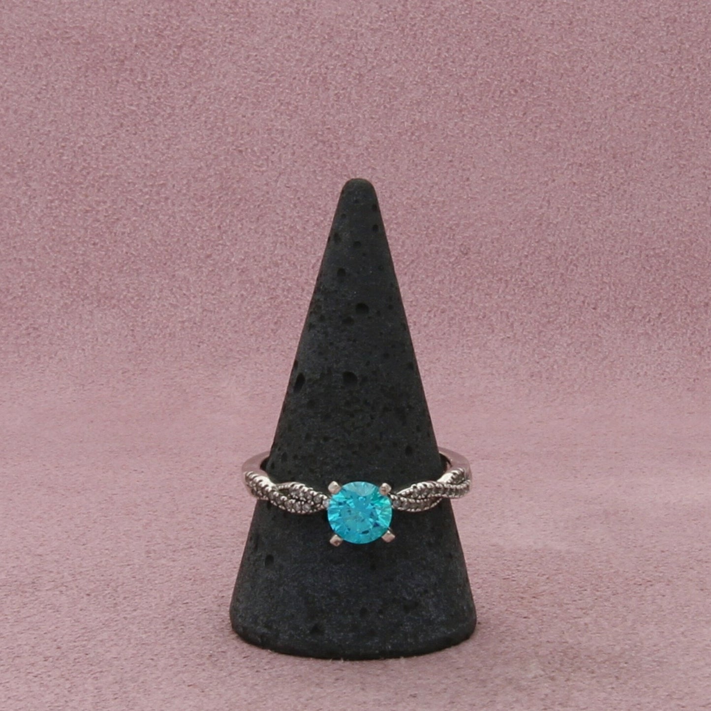 sterling silver round-cut blue cz ring size 10.75