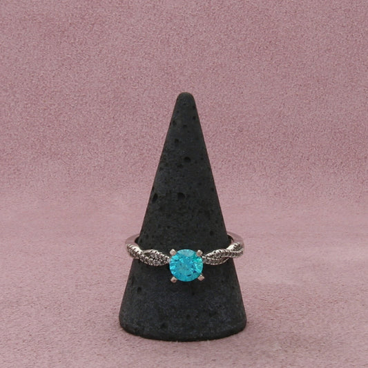 sterling silver round-cut blue cz ring size 10.75