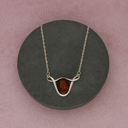 sterling silver vintage amber twist necklace size 16.75in