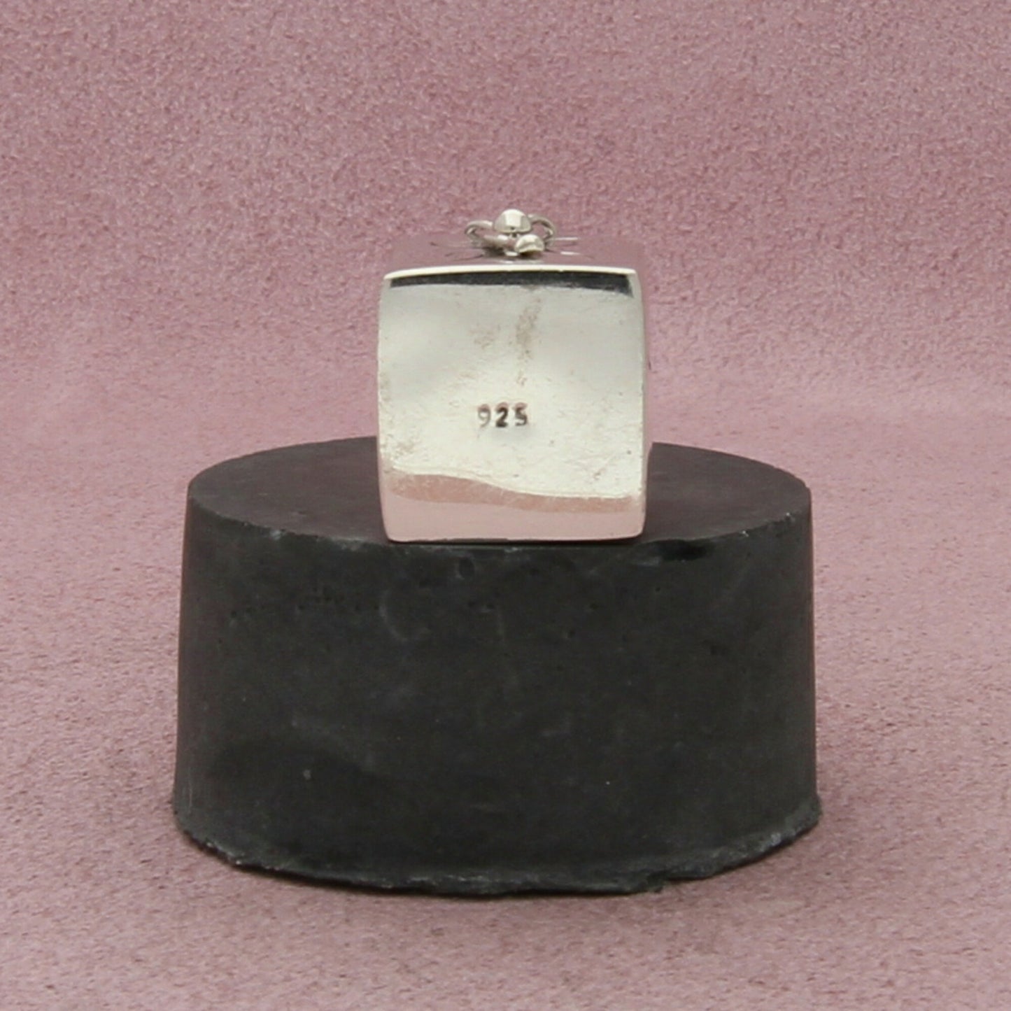sterling silver vintagee floral cube prayer box locket (opens) pendant