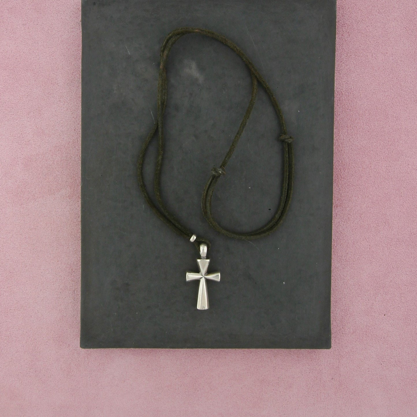 james avery sterling silver retired large st teresa cross leather necklace 24"