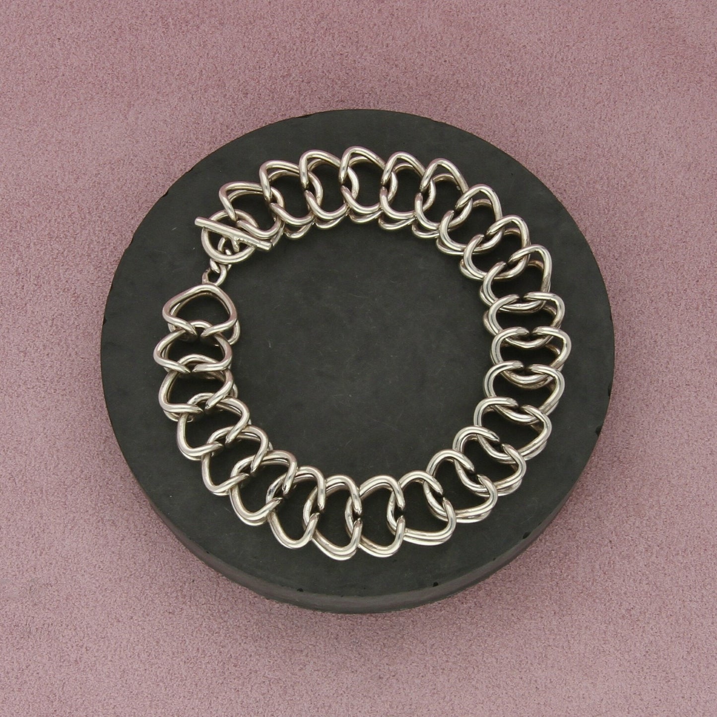 sterling silver 15mm unique link chain toggle bracelet size 7in