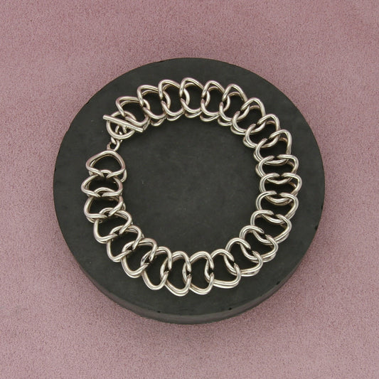 sterling silver 15mm unique link chain toggle bracelet size 7in