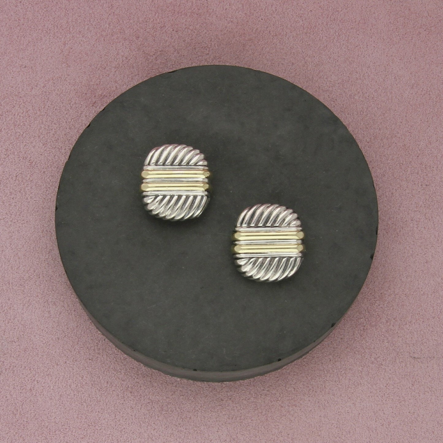 david yurman sterling silver & 14k gold vintage cable (as is) earrings