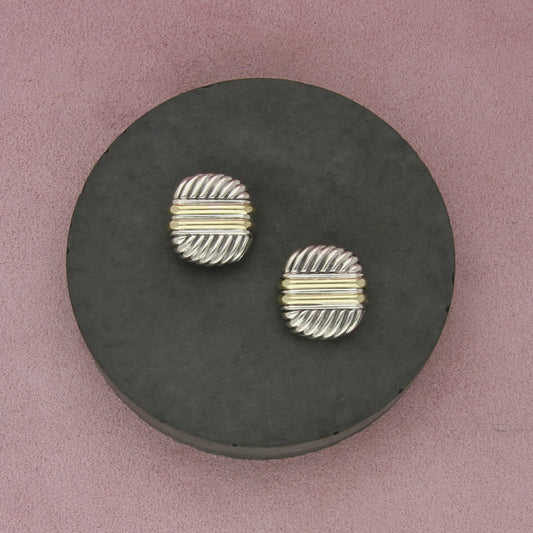 david yurman sterling silver & 14k gold vintage cable (as is) earrings