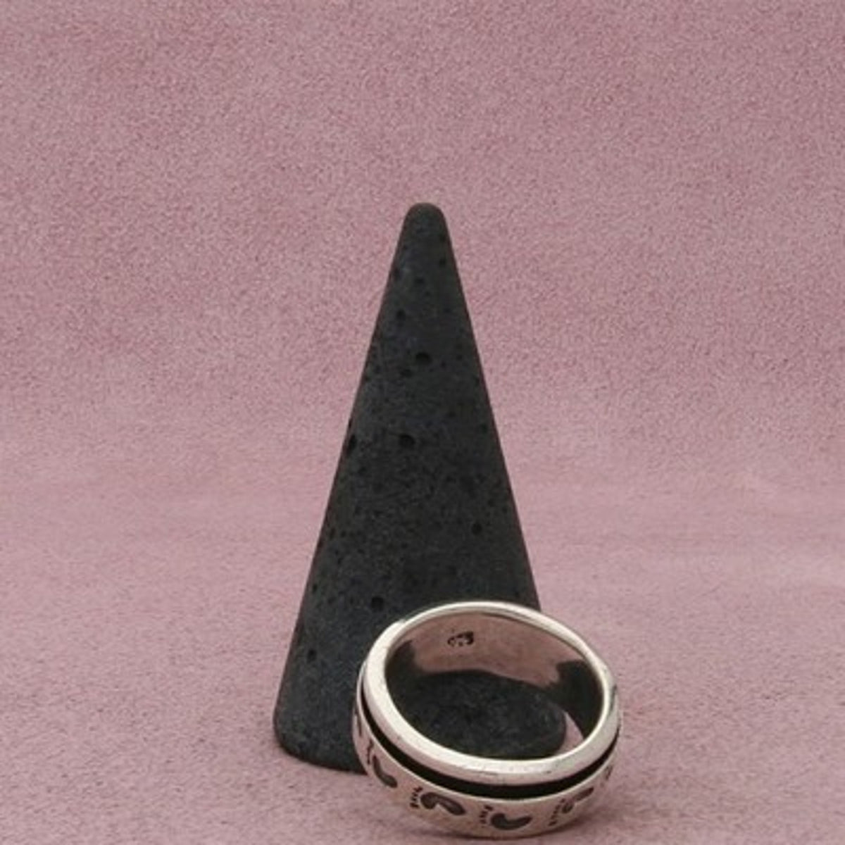 Sterling Silver Vintage Footprints Spinner Band Ring Size 7.5