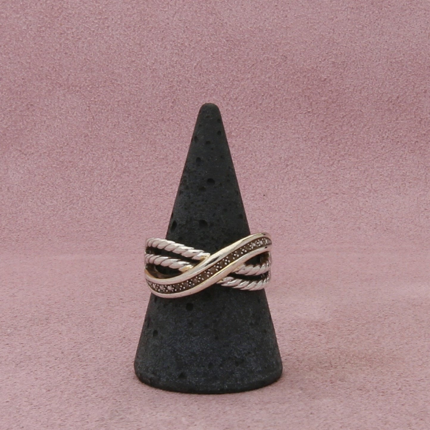 sterling silver diamond accent crossover band ring size 9