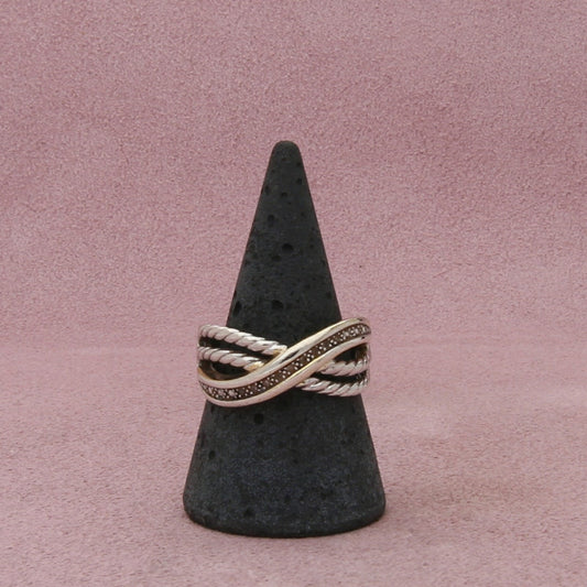 sterling silver diamond accent crossover band ring size 9