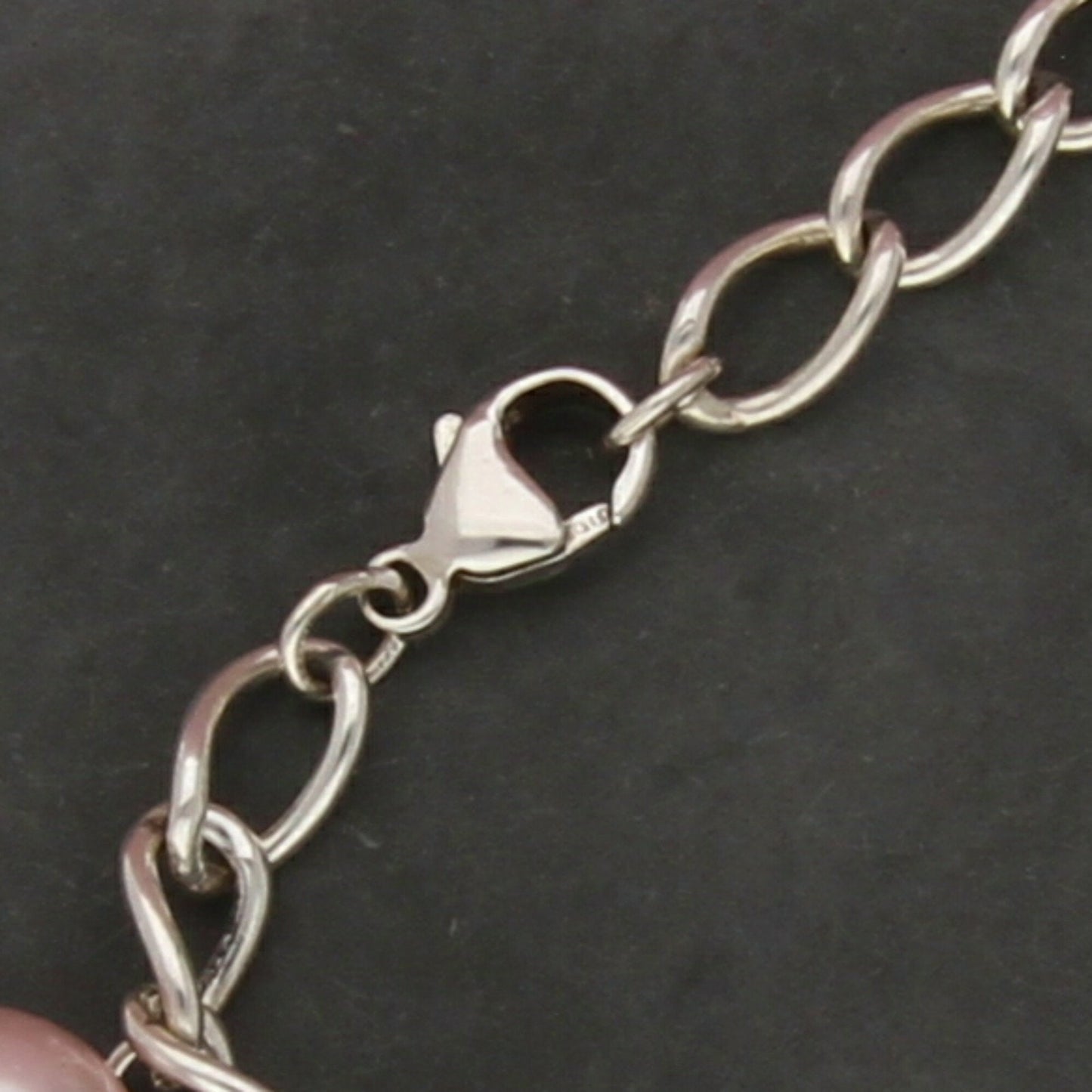 sterling silver pearl charm bracelet size 6.75in