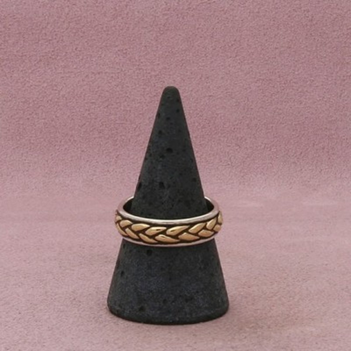 James Avery Sterling Silver & 14K Gold Men's Retired Braided Woven Band Ring 9
