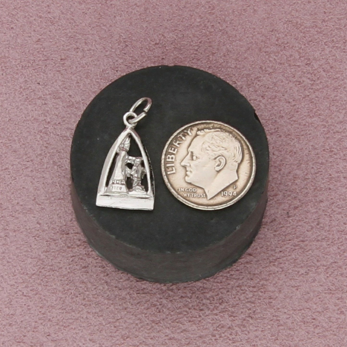 sterling silver vintage catholic confirmation medal charm pendant