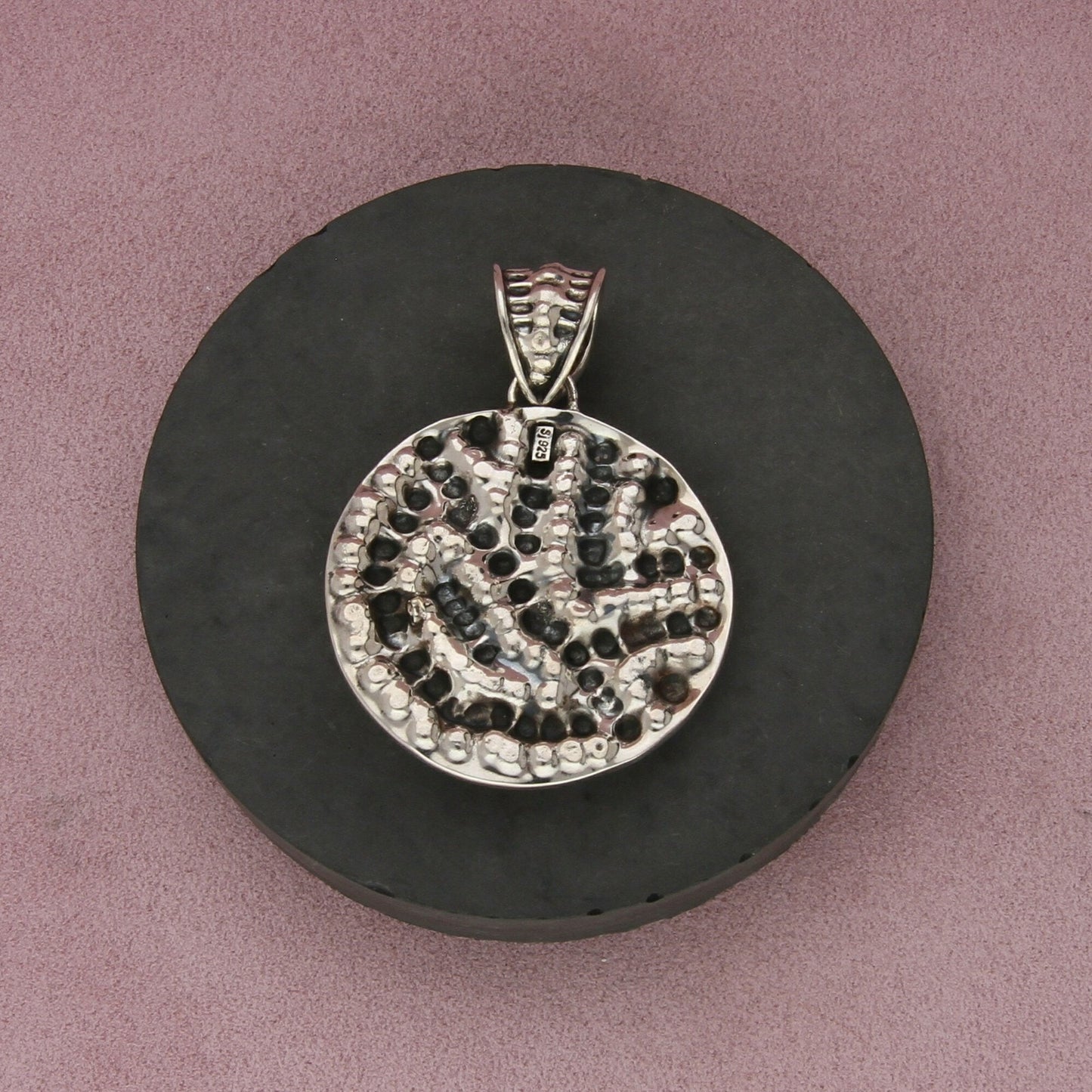 sajen sterling silver large texture pearl disc pendant