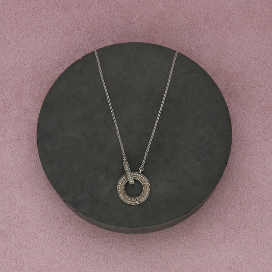 zales sterling silver pave diamond ring & connector necklace size 18in