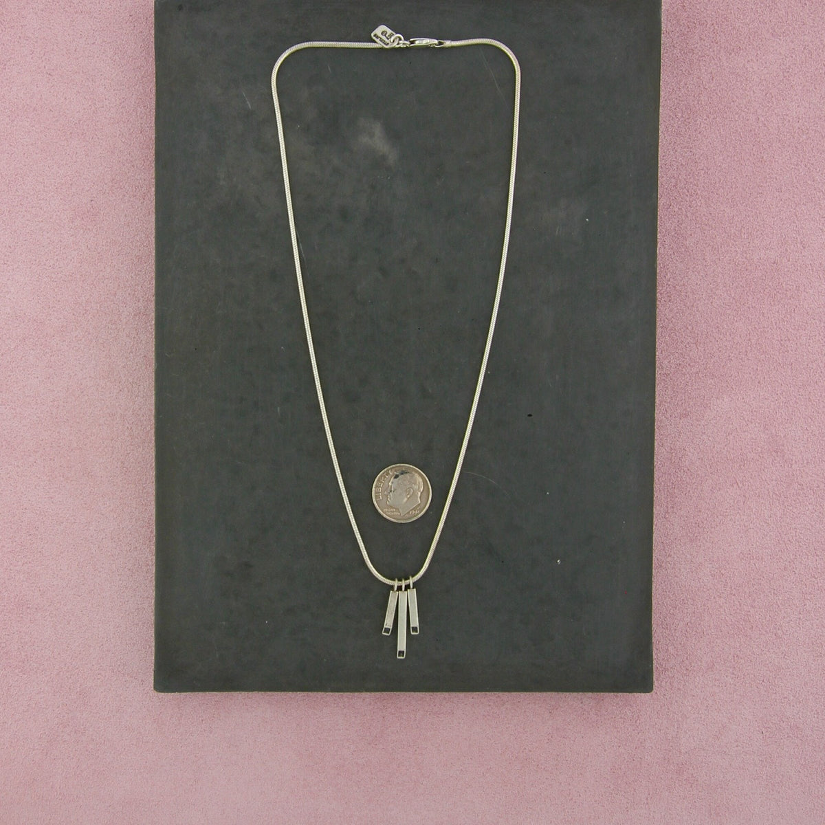 sterling silver vintage bar drop necklace size 16in