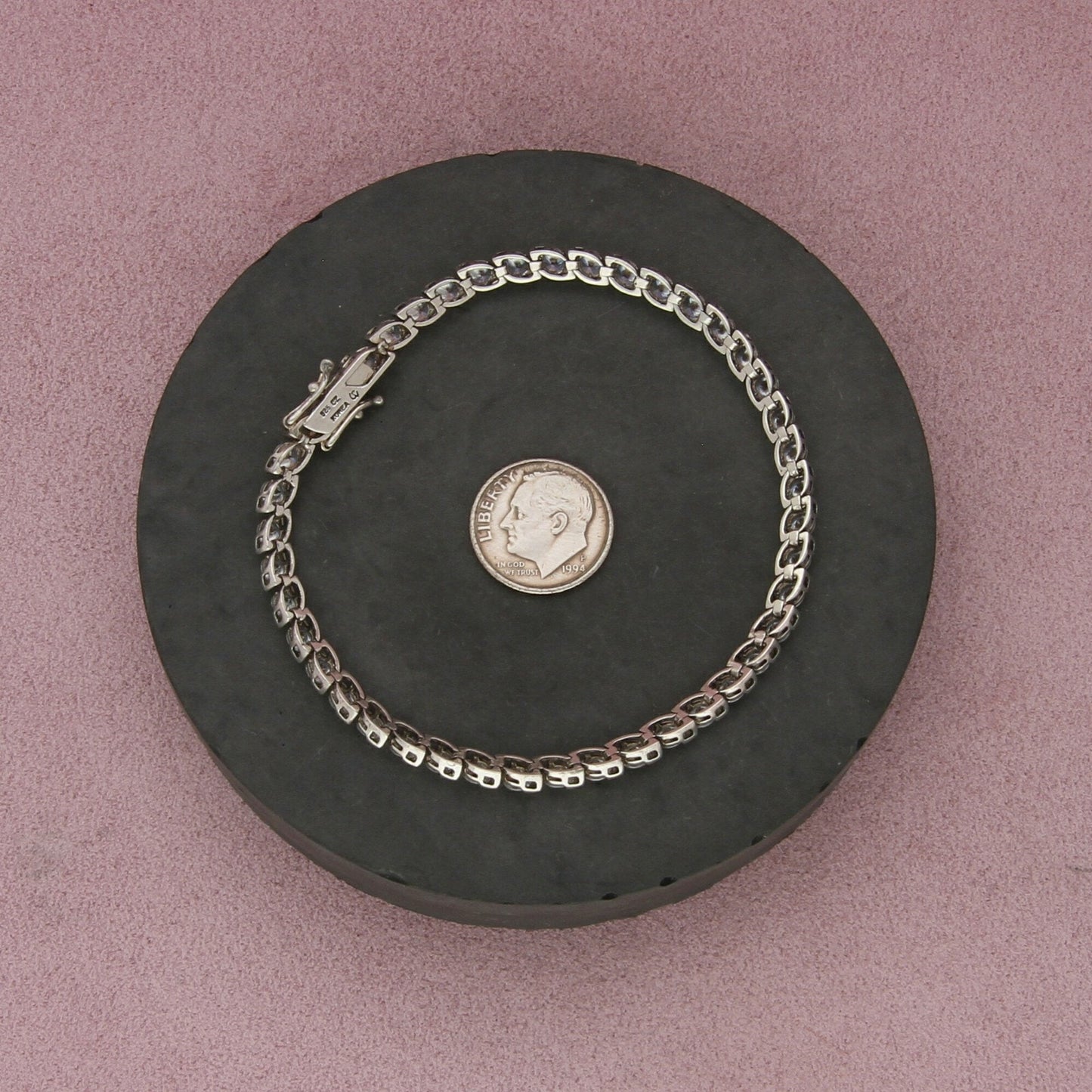 sterling silver round-cut cz tennis bracelet size 8in