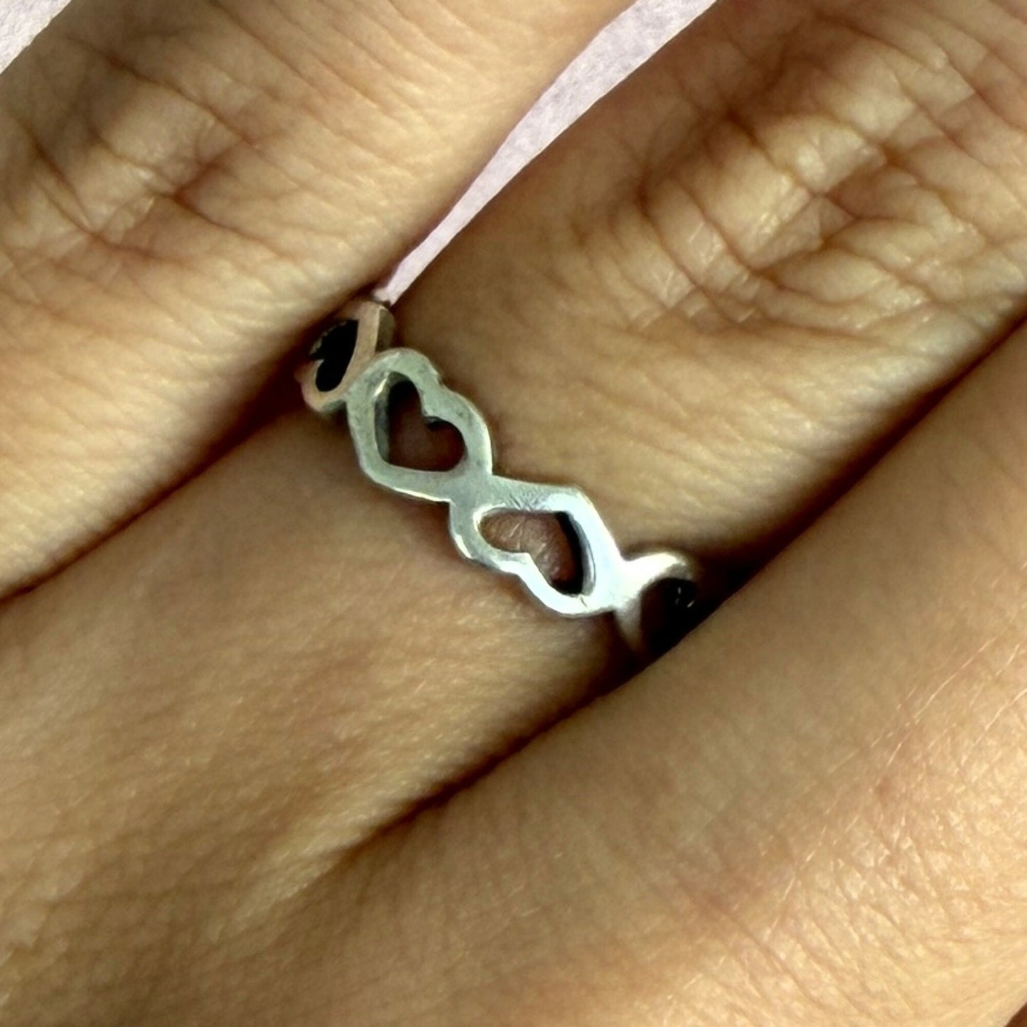 sterling silver hearts band ring size 6