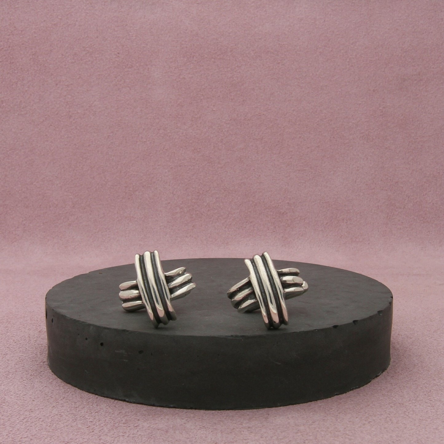 sterling silver vintage notched x cufflinks