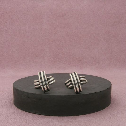 sterling silver vintage notched x cufflinks