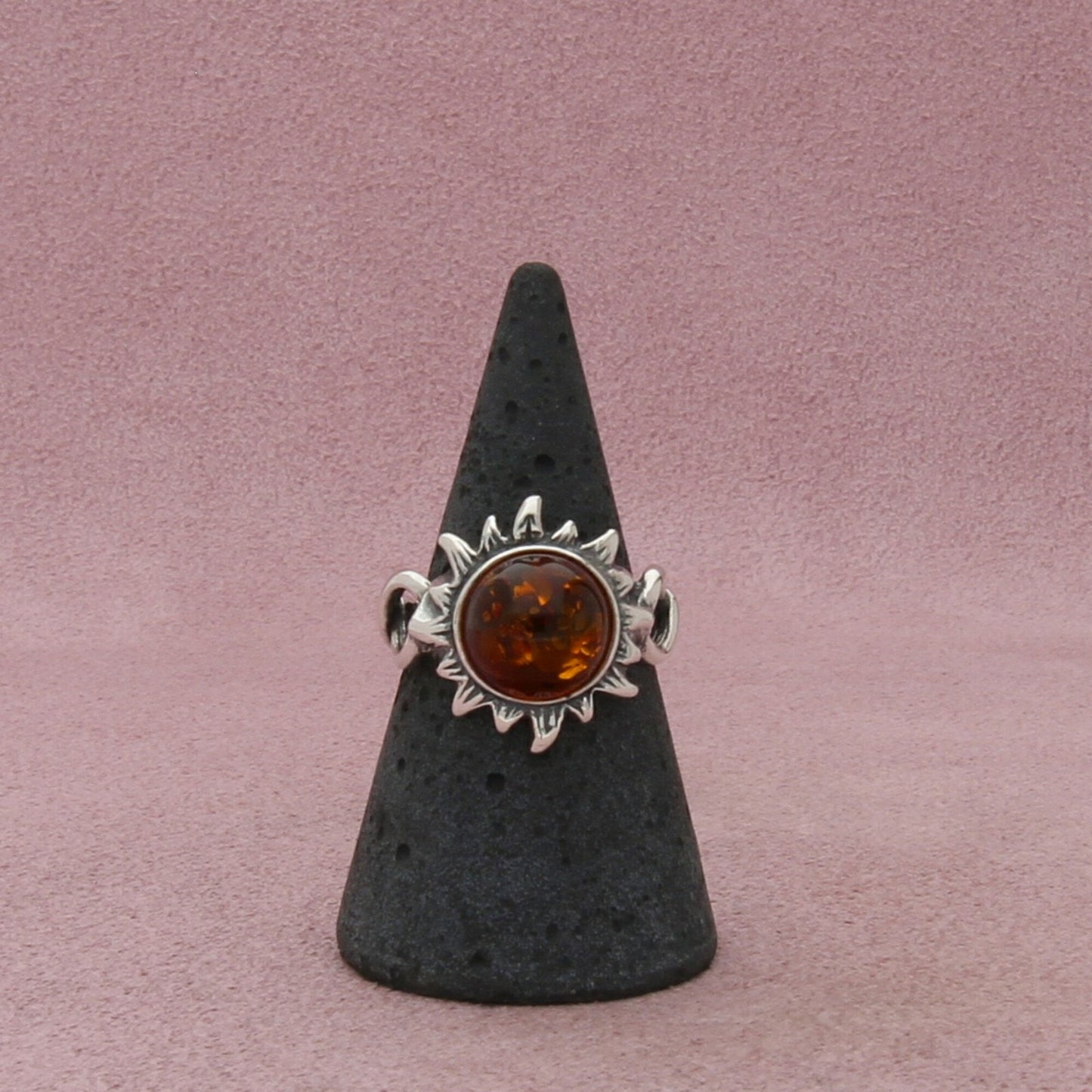 sterling silver poland orange amber sun ring size 7