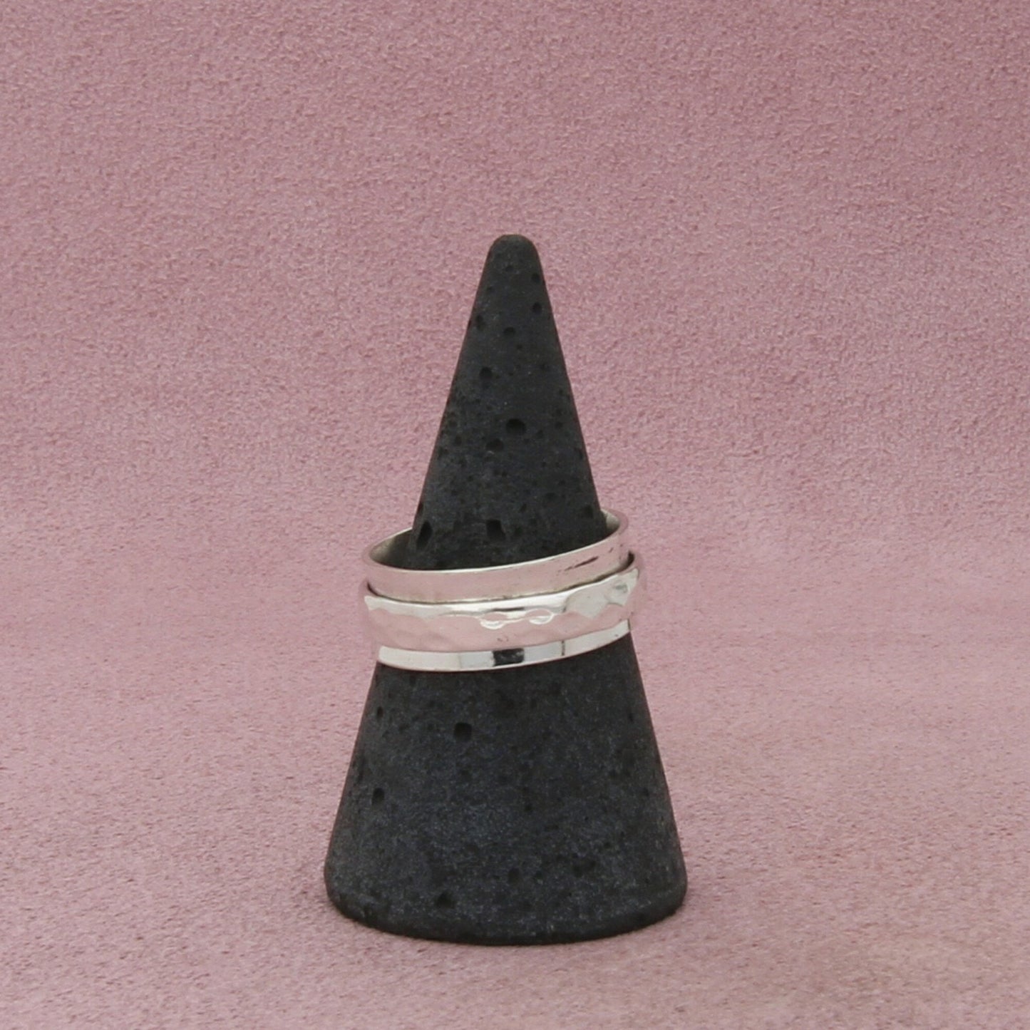 sterling silver hammered spinner band ring size 7