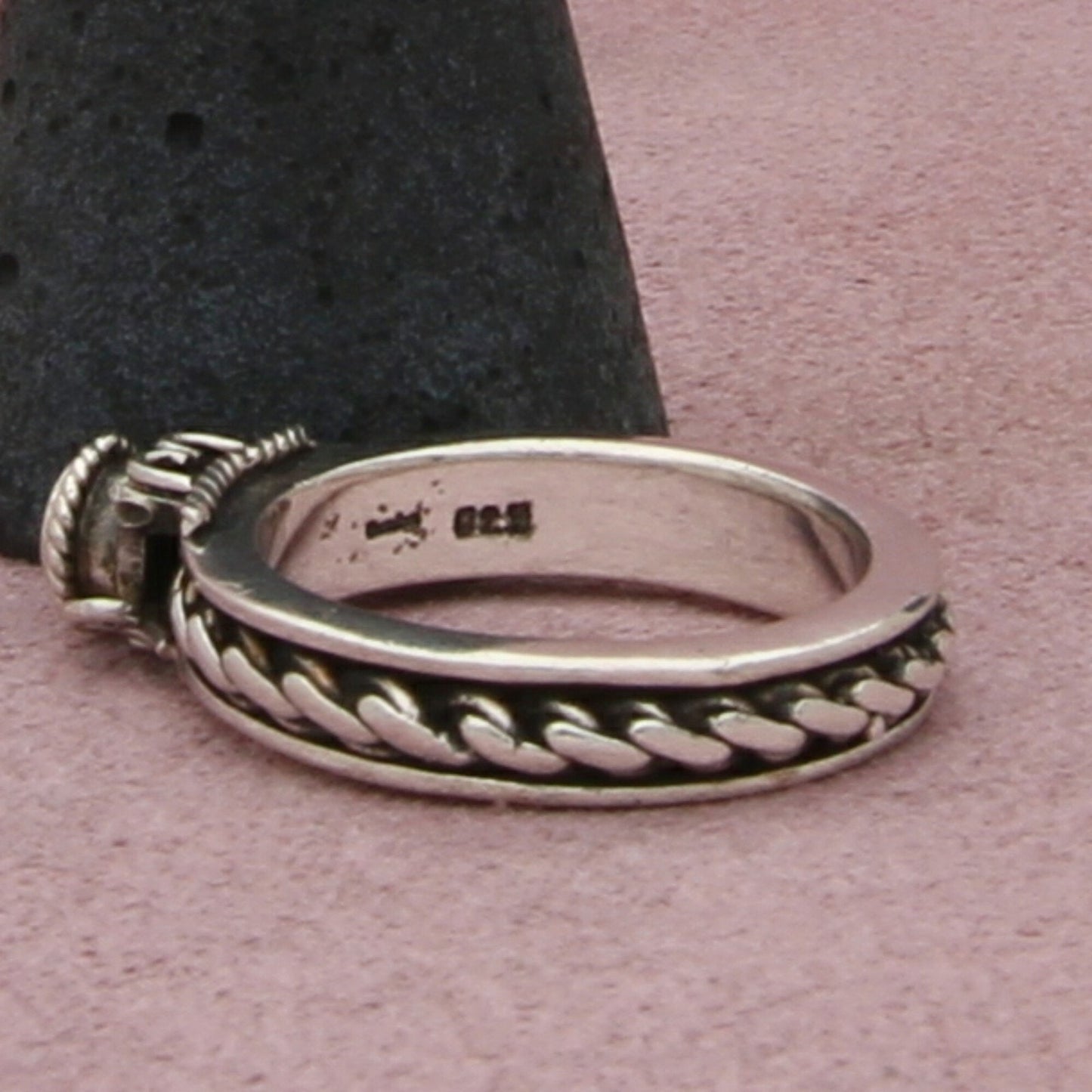 sterling silver vintage braided amethyst spinner band ring size 8.75