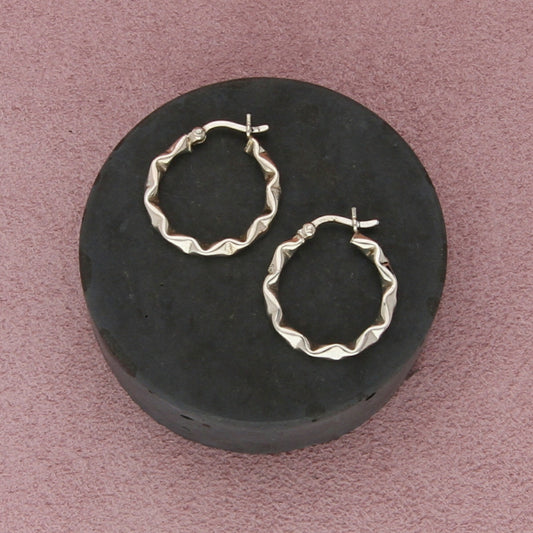 sterling silver vintage 20mm crimped hoop earrings