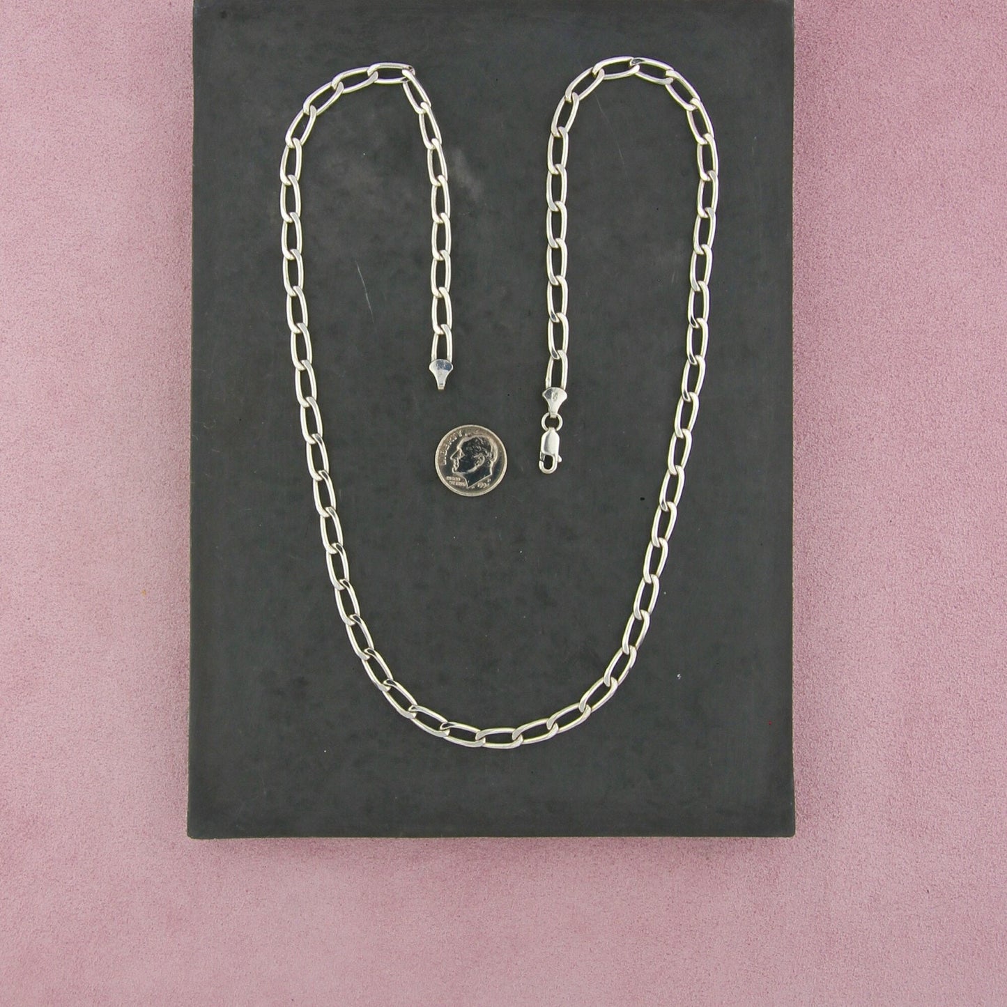 sterling silver 4mm curb chain necklace size 23.5in