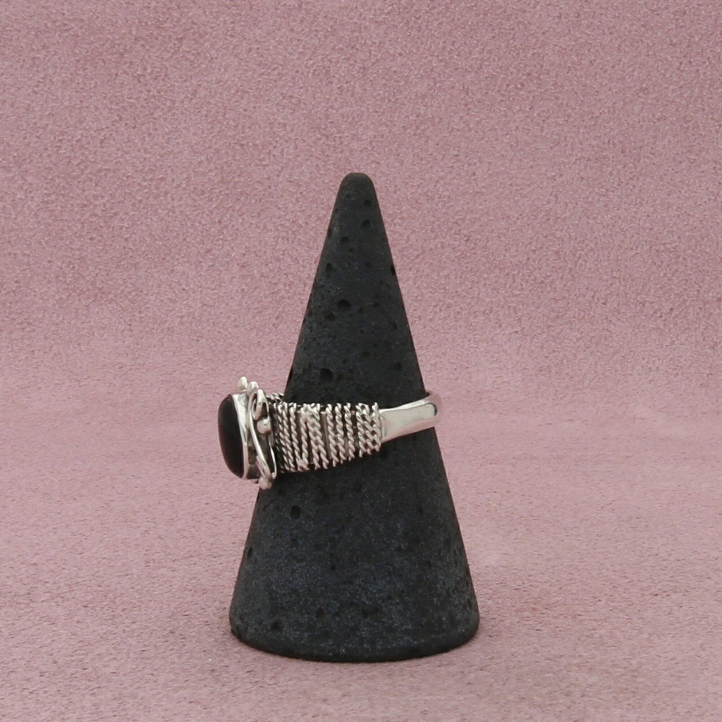 sterling silver vintage black onyx wrapped ring size 7.75