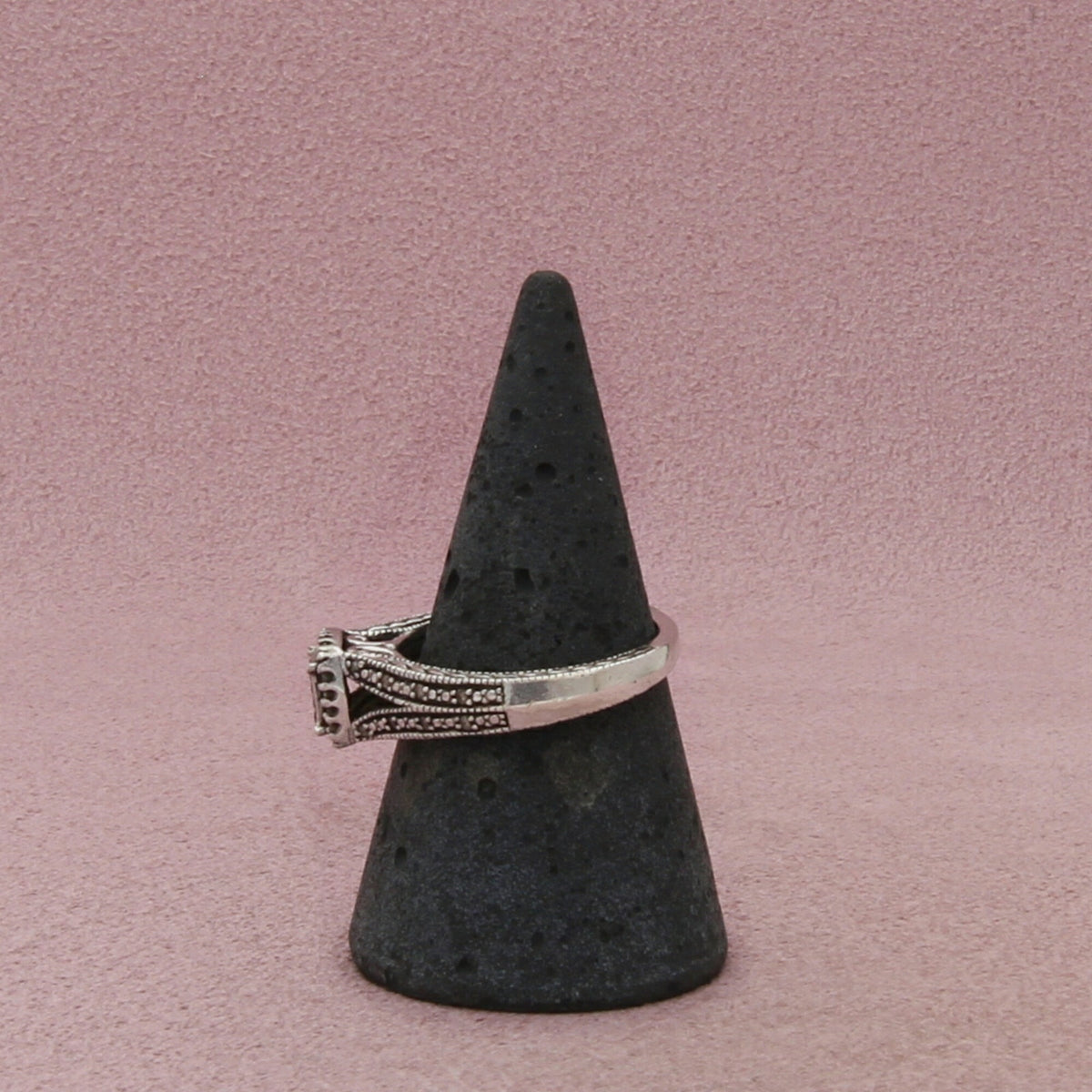 Zales Sterling Silver Diamond Rectangular Cluster Split Shank Ring Size 8