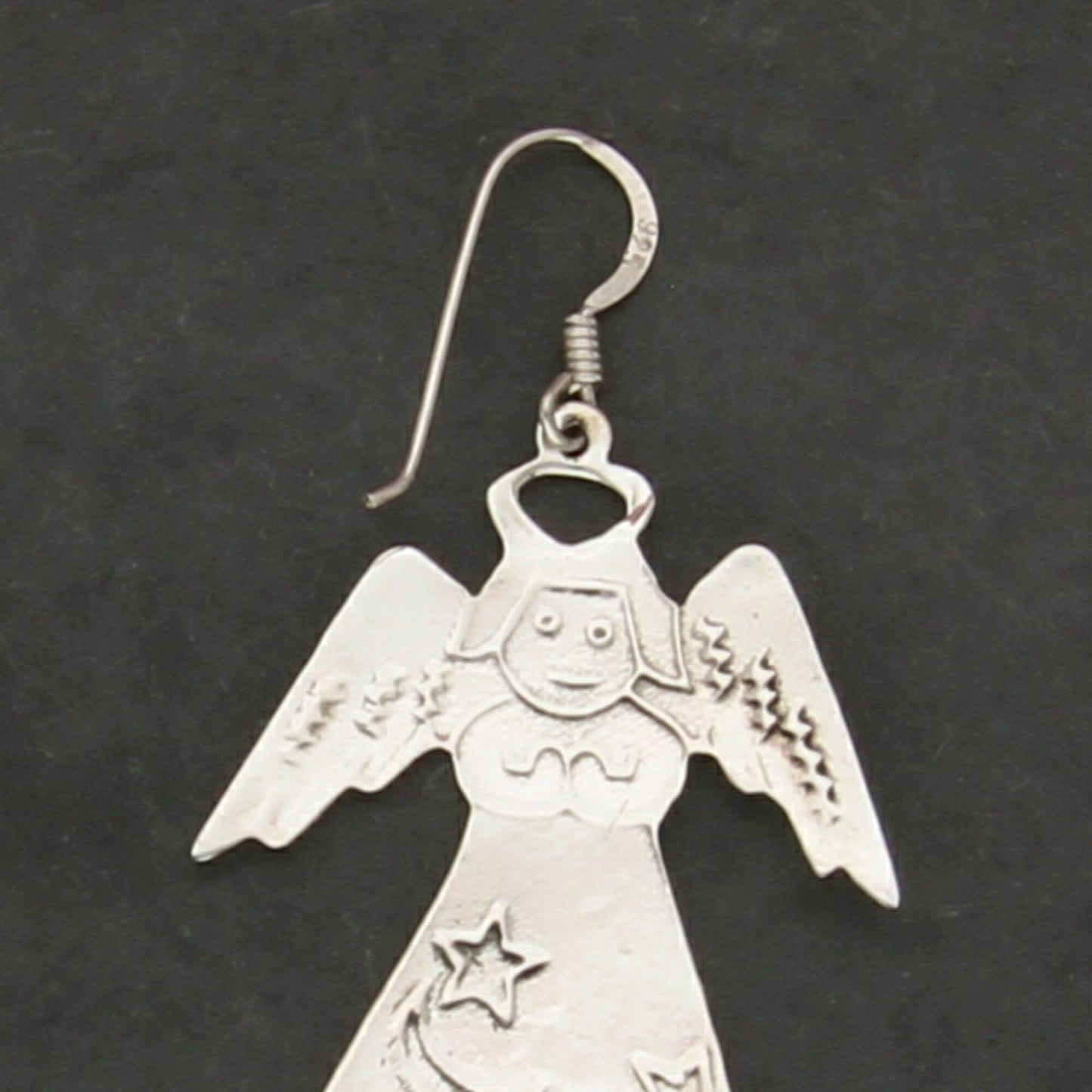 sterling silver vintage guardian angel dangle earrings
