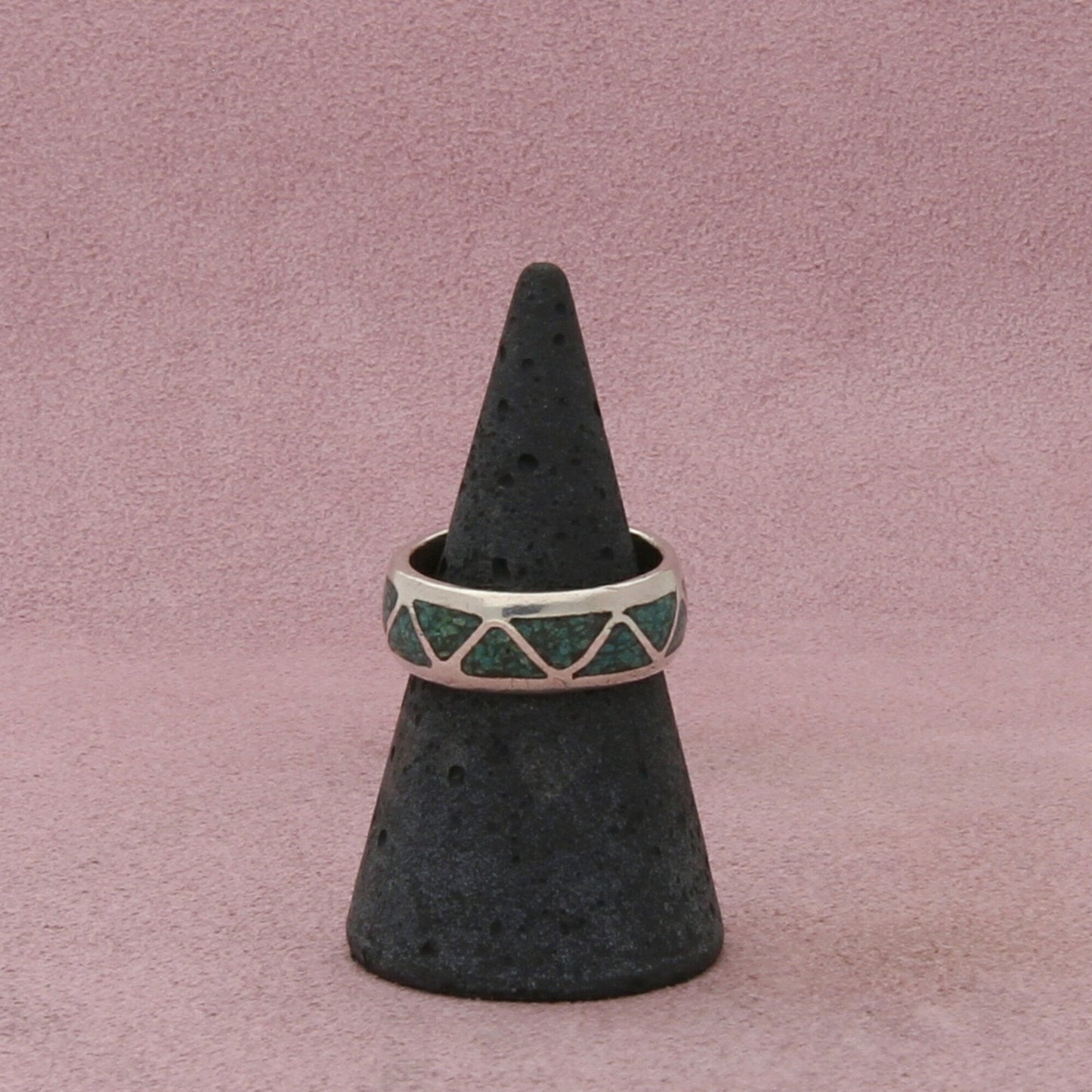 navajo sterling silver vintage crushed turquoise band ring size 6.5