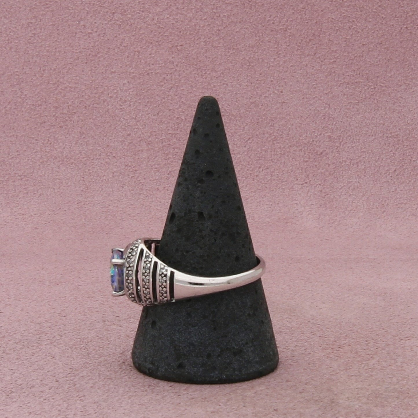 sterling silver oval-cut mystic topaz & cz ring size 11