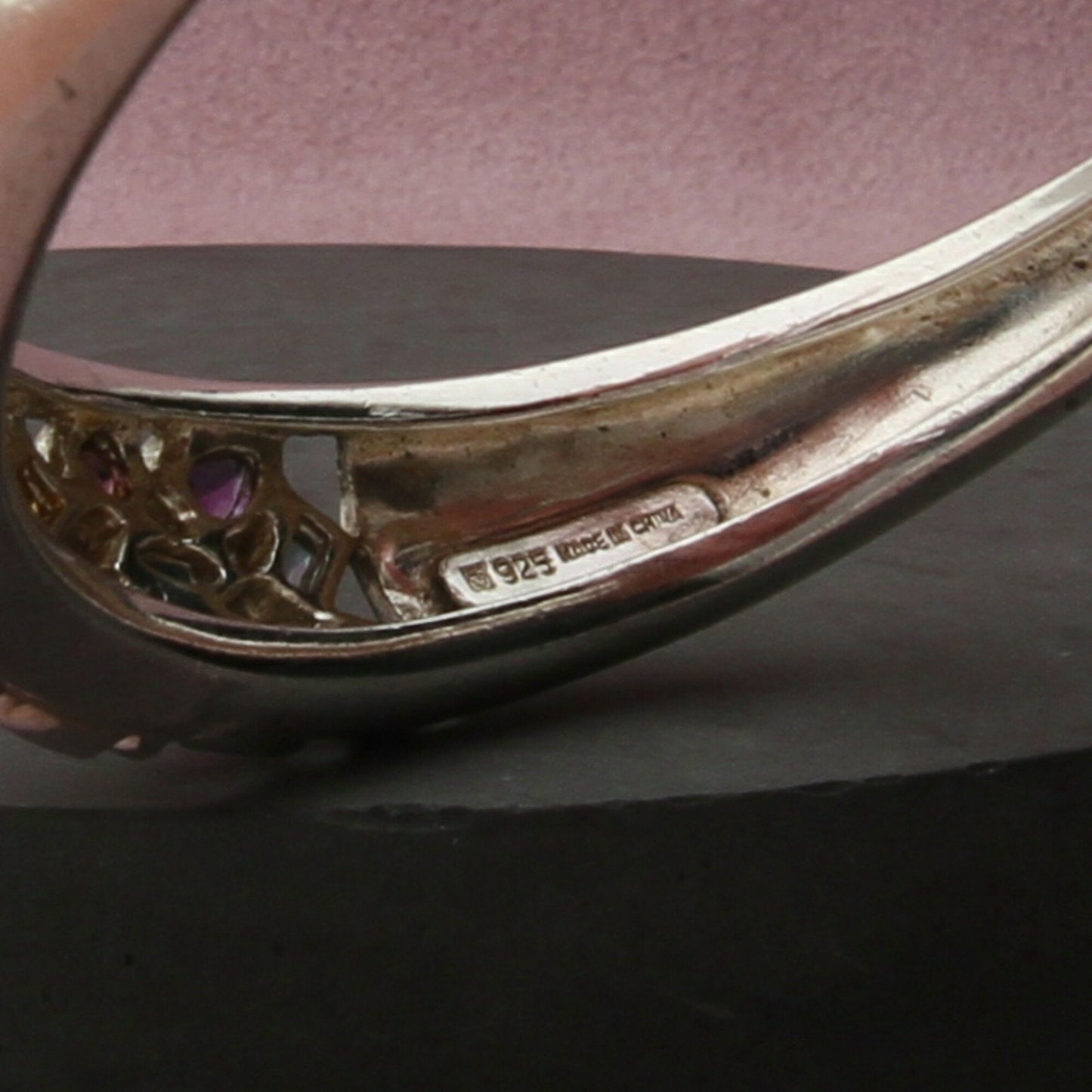 sterling silver topaz amethyst citrine garnet peridot cuff bracelet size 6.5in