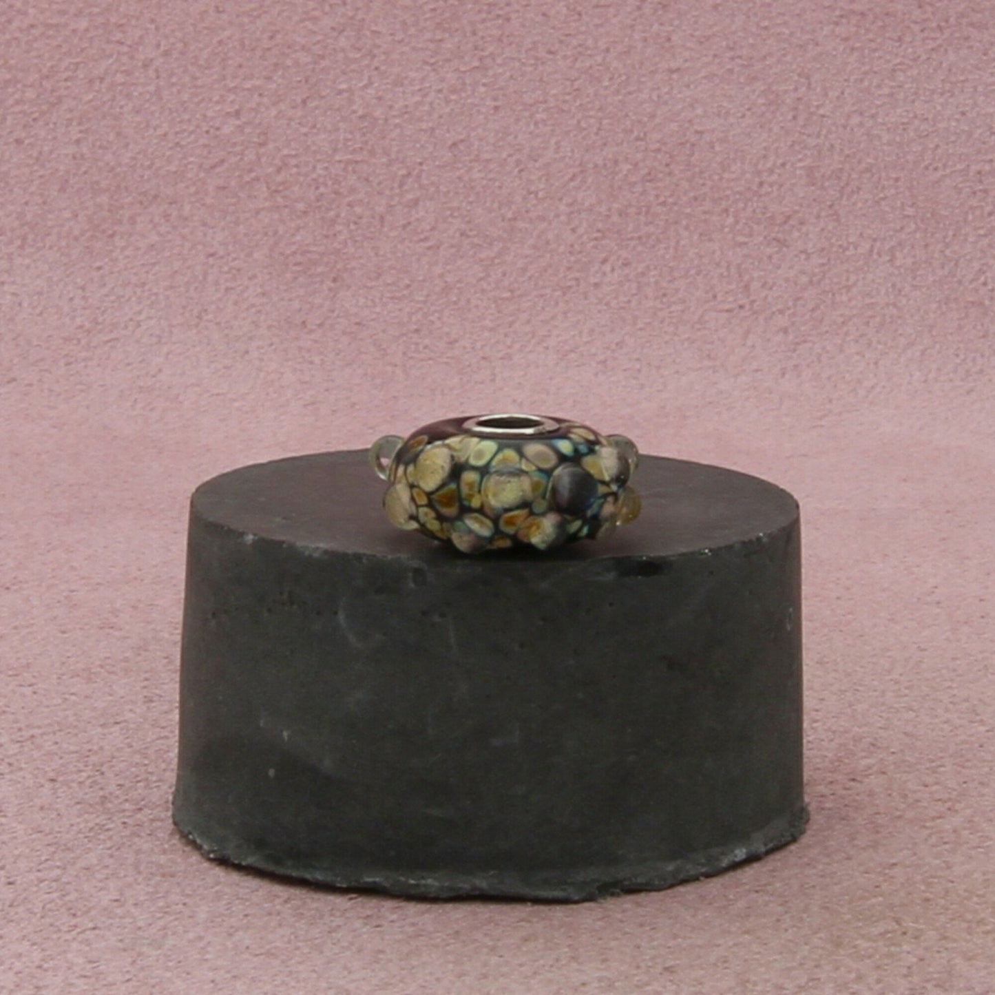 trollbeads sterling silver milan olive green retired murano glass bead charm