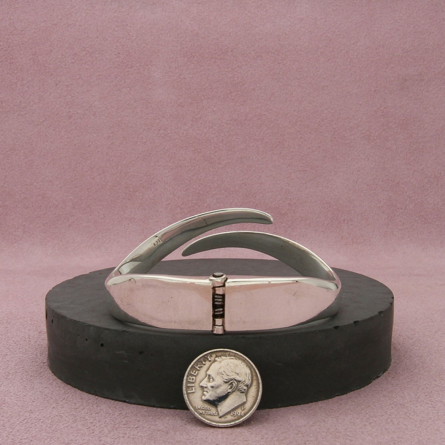 taxco mexico sterling silver vintage modernist clamper bracelet size 6.25in
