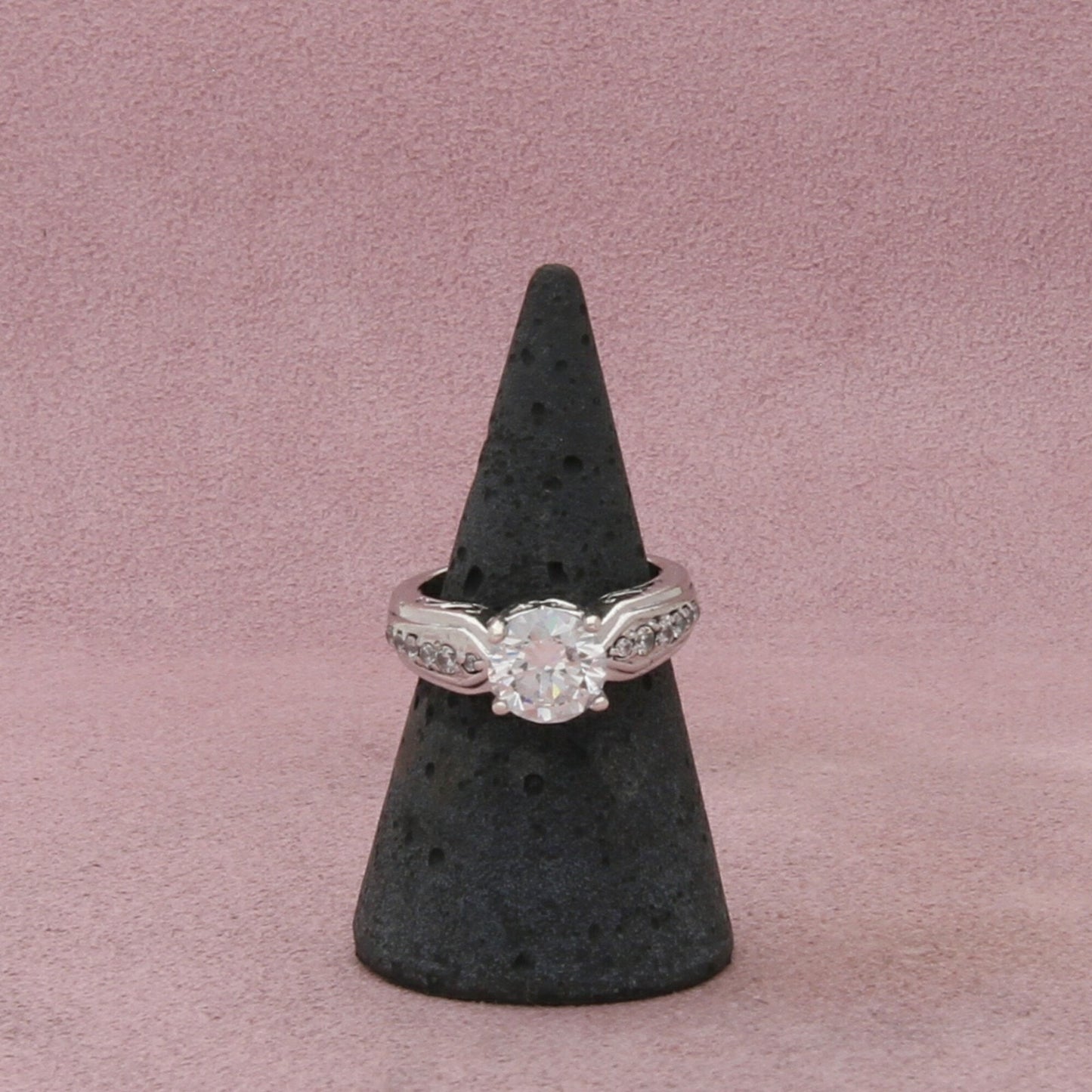 sterling silver round-cut cz engagement ring size 6