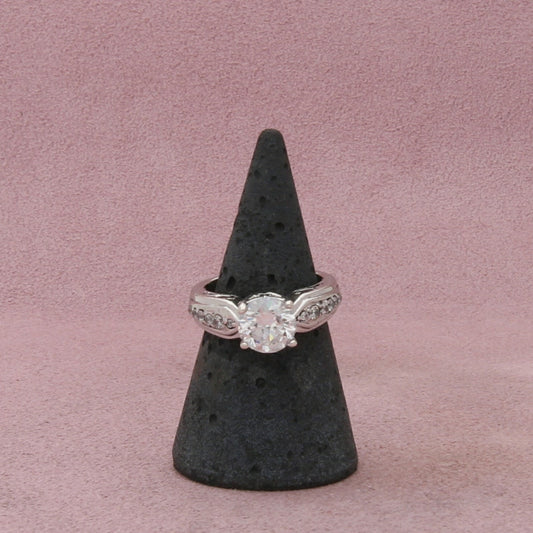 sterling silver round-cut cz engagement ring size 6