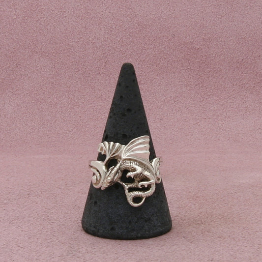 sterling silver mens flying dragon ring size 10
