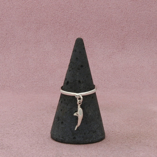 sterling silver 3d dolphin charm dangle ring size 6.25